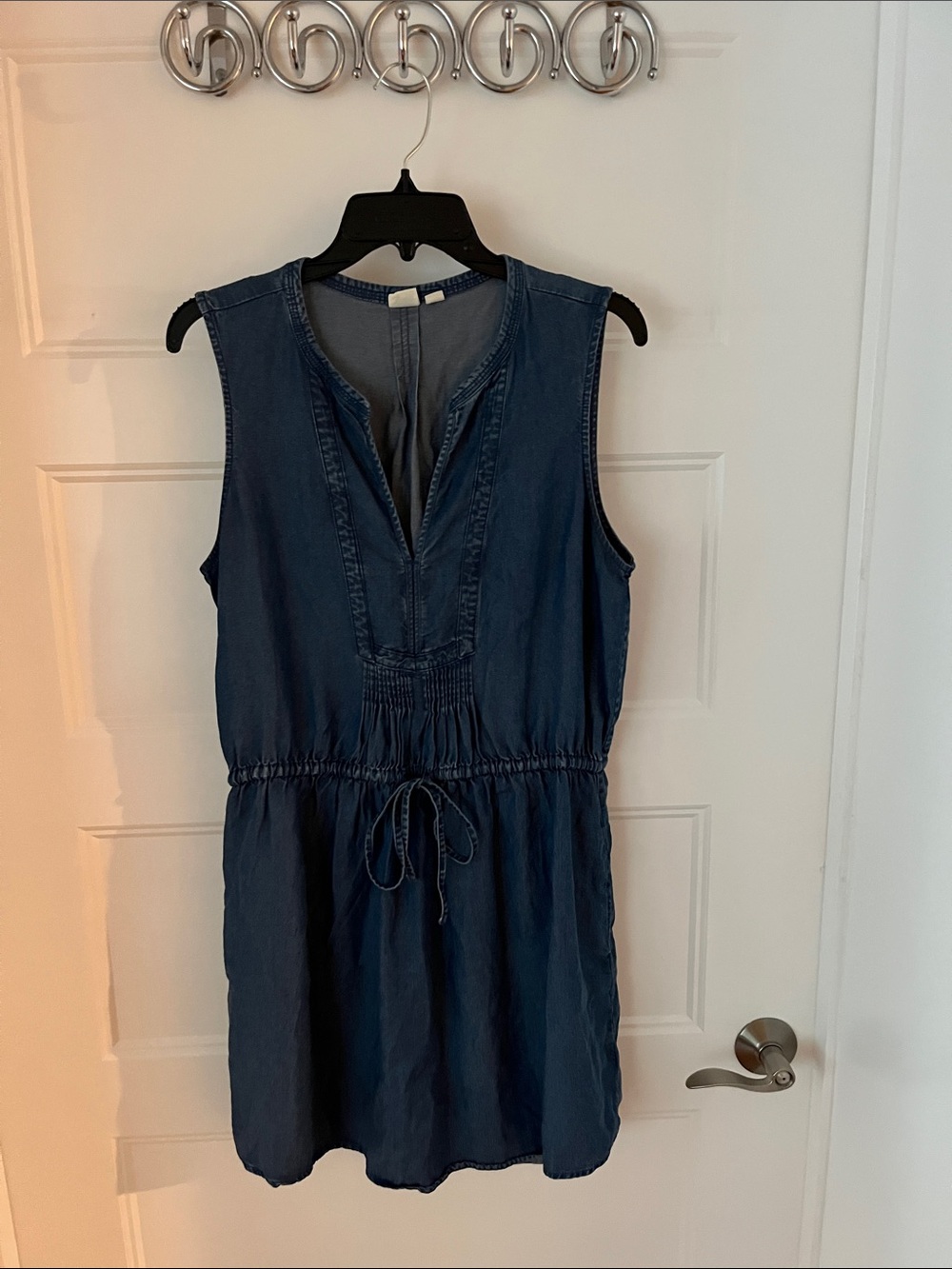GAP Sleeveless Indigo Denim Midi Dress